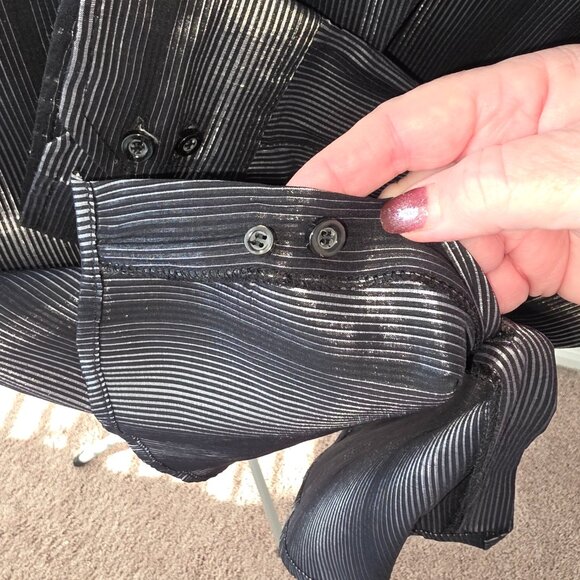 PRONTI BY PHITA MENS 4XL BLACK AND SILVER LONG SLEEVE SHIRT WITH EMBROIDERY - Picture 3 of 11